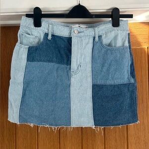 Patchwork Denim Skirt